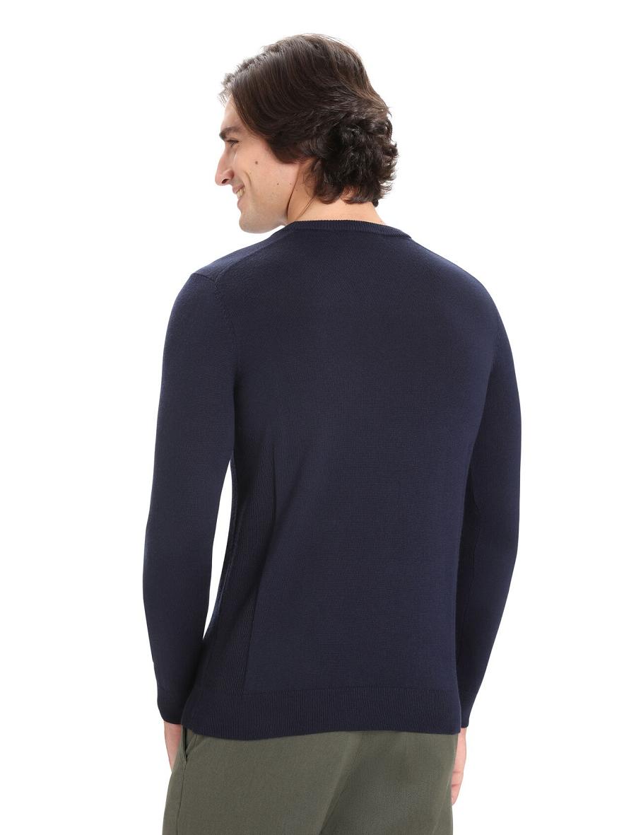 Midnight Navy Icebreaker Merino Shearer Crewe Men's Sweaters | AU 1214BEXC